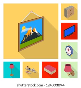 Vector design of bedroom and room symbol. Collection of bedroom and furniture vector icon for stock.
