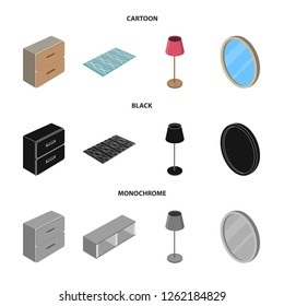 Vector design of bedroom and room symbol. Set of bedroom and furniture stock vector illustration.
