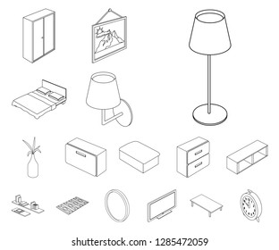 Vector design of bedroom and room symbol. Set of bedroom and furniture stock vector illustration.