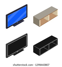 Vector design of bedroom and room symbol. Set of bedroom and furniture vector icon for stock.