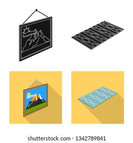 Vector design of bedroom and room symbol. Set of bedroom and furniture stock symbol for web.