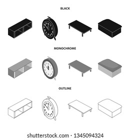 Vector design of bedroom and room symbol. Set of bedroom and furniture stock vector illustration.