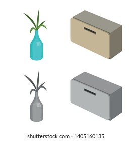 Vector design of bedroom and room symbol. Set of bedroom and furniture stock symbol for web.