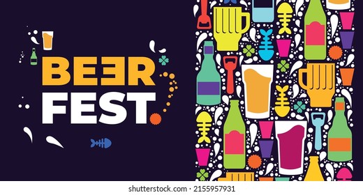 Vector Design Beer Drink Festival Colorful Banner Background