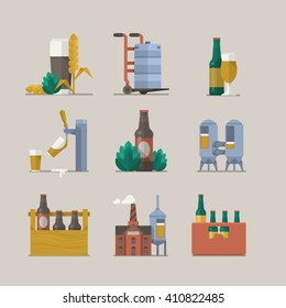 vector design with beer elements, illustrated icons