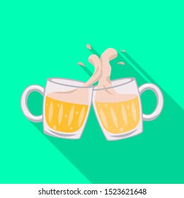 Vector design of beer and mug sign. Web element of beer and glass vector icon for stock.
