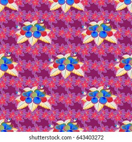 Vector design in beige and green colors. Ditsy style. Flower seamless pattern simple floral print with small flowers.