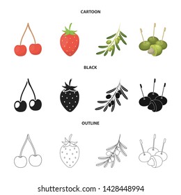 Vector design of berry and fruit logo. Collection of berry and redberry stock vector illustration.