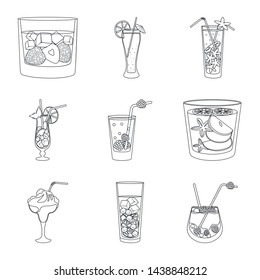 Vector design of beverage and ice symbol. Set of beverage and shaker stock symbol for web.