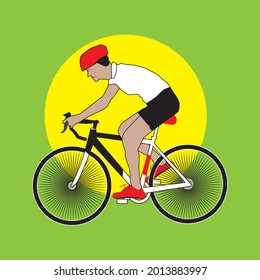 vector design of bicycle rider with complete gear