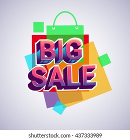 Vector design Big sale banner and flyer with colorful geometric background.