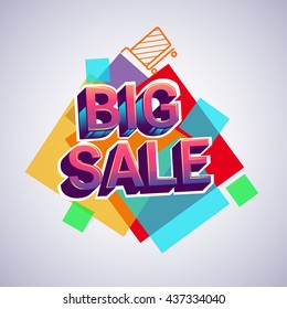 Vector design Big sale banner and flyer with colorful geometric background.