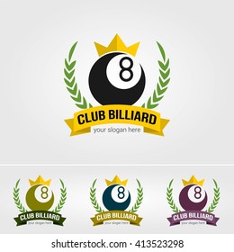 Vector Design Billiards, pool and snooker sport icons for poolroom emblems design with balls.