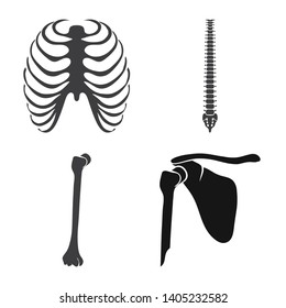 Vector design of biology and medical icon. Collection of biology and skeleton stock vector illustration.