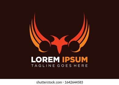 Vector design of bird wings with goat's head is suitable for the brand