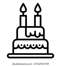 Estilo de icono de pastel de cumpleaños de diseño de Vector