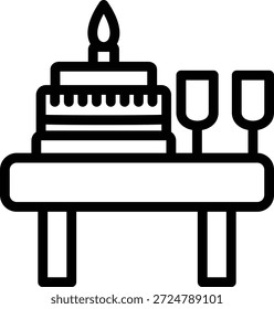 Estilo de icono de mesa de cumpleaños de diseño de Vector