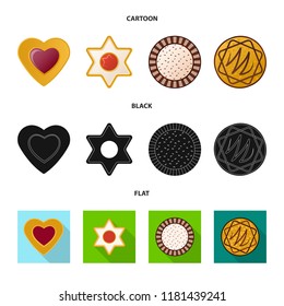 Vector design of biscuit and bake icon. Set of biscuit and chocolate vector icon for stock.