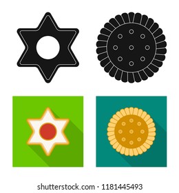 Vector design of biscuit and bake icon. Set of biscuit and chocolate stock symbol for web.