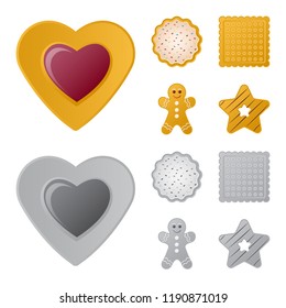 Vector design of biscuit and bake icon. Collection of biscuit and chocolate stock vector illustration.