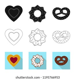 Vector design of biscuit and bake icon. Set of biscuit and chocolate stock vector illustration.