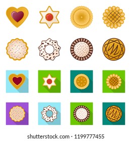 Vector design of biscuit and bake icon. Collection of biscuit and chocolate vector icon for stock.