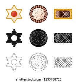 Vector design of biscuit and bake icon. Set of biscuit and chocolate stock vector illustration.