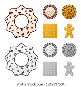 Vector design of biscuit and bake icon. Collection of biscuit and chocolate stock vector illustration.