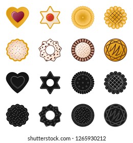 Vector design of biscuit and bake icon. Set of biscuit and chocolate vector icon for stock.