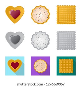 Vector design of biscuit and bake icon. Collection of biscuit and chocolate stock symbol for web.
