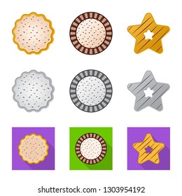 Vector design of biscuit and bake icon. Set of biscuit and chocolate stock symbol for web.