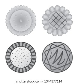 Vector design of biscuit and bake icon. Set of biscuit and chocolate stock symbol for web.