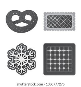 Vector design of biscuit and bake icon. Set of biscuit and chocolate vector icon for stock.