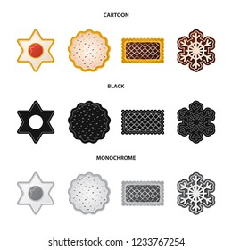 Vector design of biscuit and bake logo. Set of biscuit and chocolate vector icon for stock.