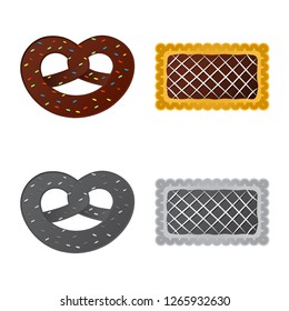 Vector design of biscuit and bake logo. Set of biscuit and chocolate stock symbol for web.