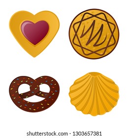 Vector design of biscuit and bake logo. Collection of biscuit and chocolate stock vector illustration.