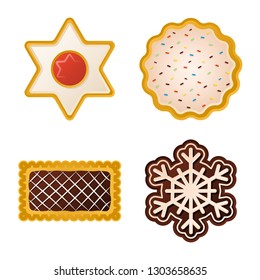 Vector design of biscuit and bake logo. Set of biscuit and chocolate vector icon for stock.