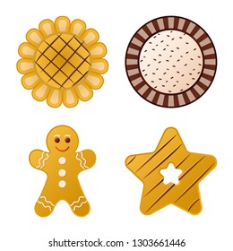 Vector design of biscuit and bake logo. Set of biscuit and chocolate stock vector illustration.