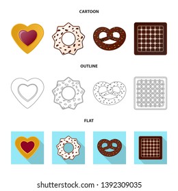 Vector design of biscuit and bake logo. Set of biscuit and chocolate stock symbol for web.