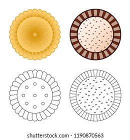 Vector design of biscuit and bake sign. Collection of biscuit and chocolate stock symbol for web.