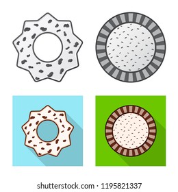 Vector design of biscuit and bake sign. Set of biscuit and chocolate stock vector illustration.