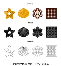 Vector design of biscuit and bake sign. Set of biscuit and chocolate stock vector illustration.