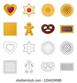 Vector design of biscuit and bake sign. Collection of biscuit and chocolate vector icon for stock.