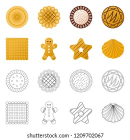 Vector design of biscuit and bake sign. Collection of biscuit and chocolate stock vector illustration.