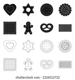 Vector design of biscuit and bake sign. Collection of biscuit and chocolate stock vector illustration.