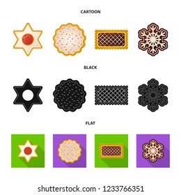 Vector design of biscuit and bake sign. Set of biscuit and chocolate vector icon for stock.