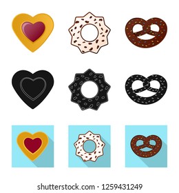 Vector design of biscuit and bake sign. Collection of biscuit and chocolate vector icon for stock.