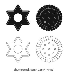 Vector design of biscuit and bake sign. Set of biscuit and chocolate vector icon for stock.