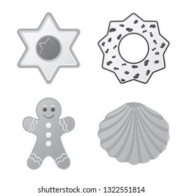 Vector design of biscuit and bake sign. Collection of biscuit and chocolate vector icon for stock.