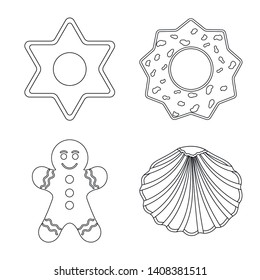 Vector design of biscuit and bake sign. Set of biscuit and chocolate stock symbol for web.
